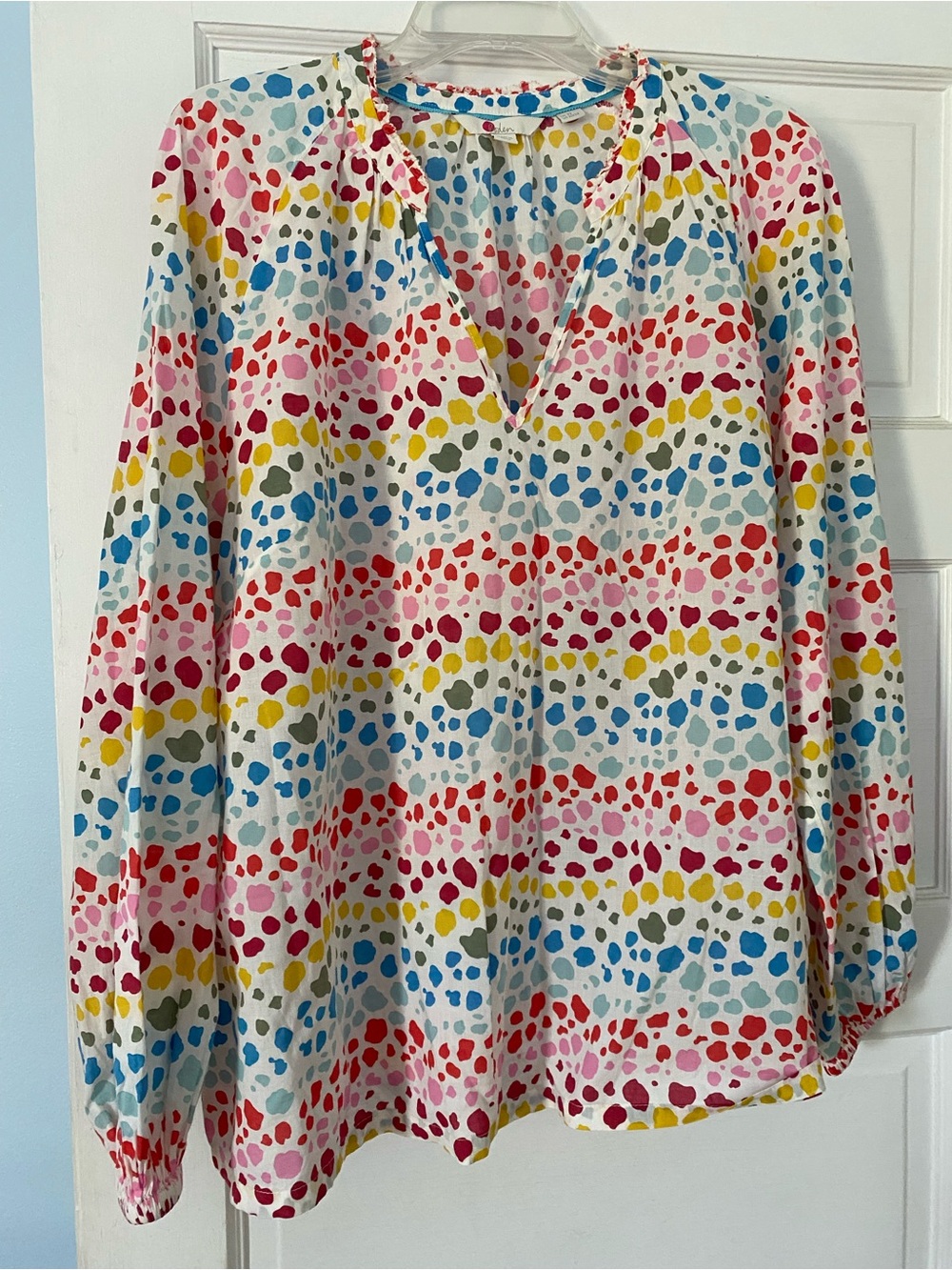 Boden Multicolor Spot Print V-Neck Blouse Size 20 /22